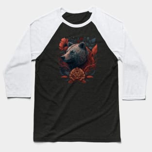 Cute Floral Bear Baseball T-Shirt